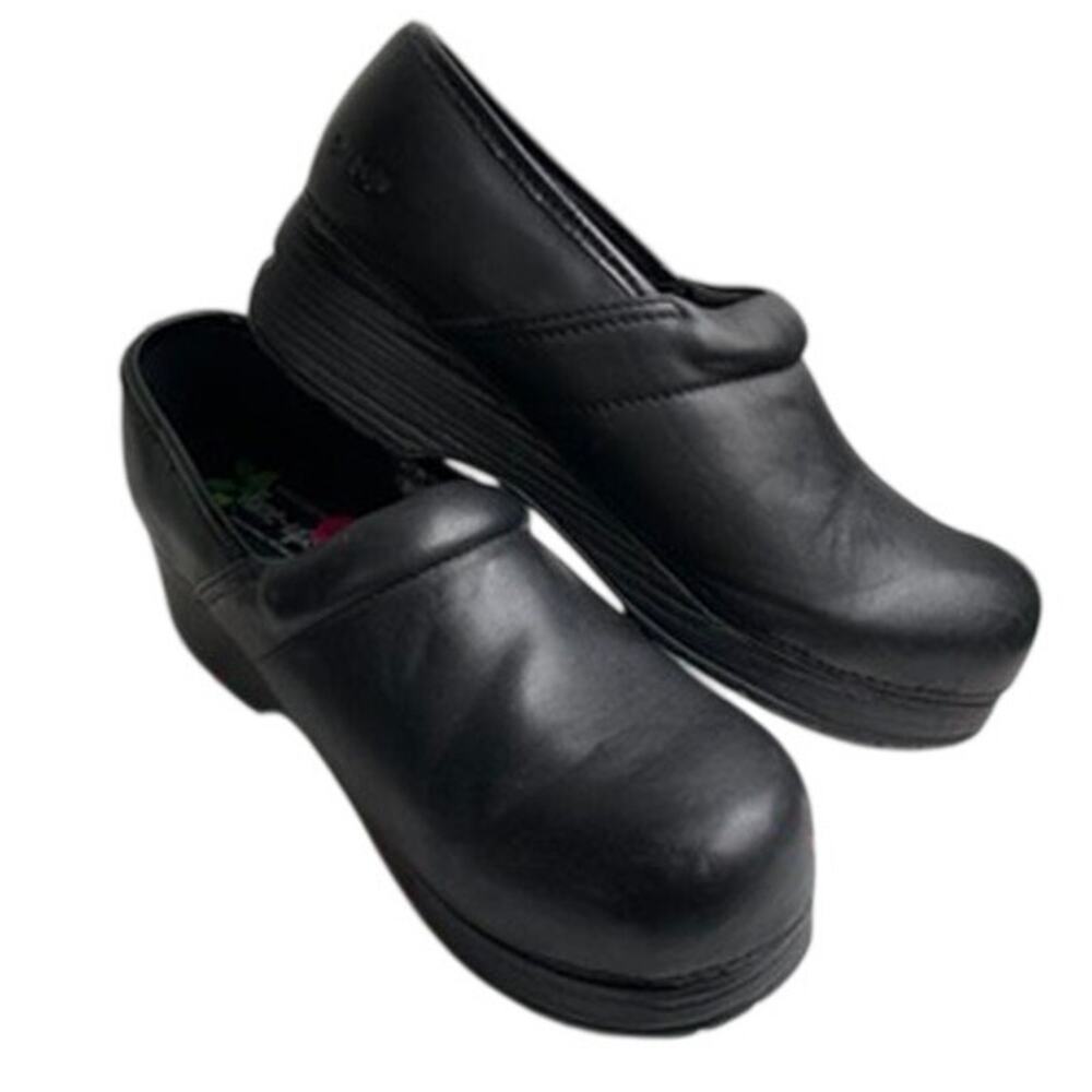 Skechers for Work Tone Ups Black Leather Slip Resistant Clog size 10